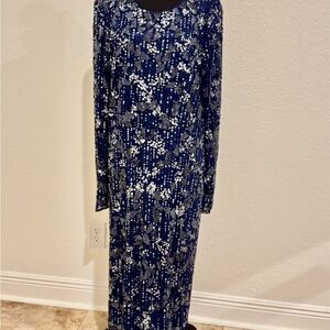 Elegant Blue and Silver Sequin Dress